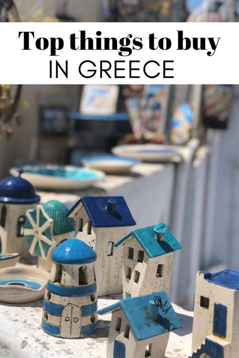 Greek Souvenirs | Things to buy in Greece | What to buy in Greece | #greece #santorini #athens #mykonos #travel Greek Souvenirs, Greece Souvenirs, Greek Isles Cruise, Greece Cruise, Greece Photos, Greece Gifts, Greek Islands Vacation, Greek Vacation, Buying Home