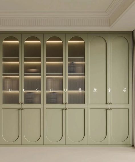 Blue Kitchen Interior, Wood Office Furniture, Classical Kitchen, Glass Wardrobe, Minimalist Furniture Design, Devine Design, Bookcase With Glass Doors, Walking Closet, Architecture Portfolio Design