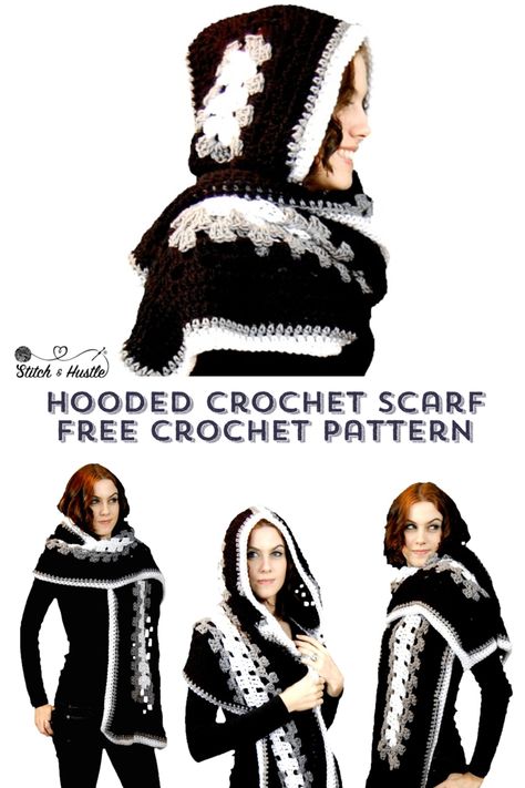 Oh Ella! FREE HOODIE PATTERN — Stitch & Hustle Crochet Hoodie Pattern, Crochet Hooded Scarf Pattern, Hooded Scarf Pattern, Crochet Hooded Scarf, Hoodie Scarf, Crochet Hood, Crochet Hoodie, Bonnet Crochet, Hoodie Pattern