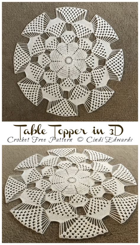 3D Doily Table Topper Crochet Free Pattern [Video] - Decorative #Doily; Free #Crochet; Patterns Crochet Lace Doily Patterns, Modern Crochet Doily, 3d Crochet Doily Patterns Free, 3d Doily Crochet Pattern, Crochet Thread 10 Free Pattern, Lace Crochet Projects, Free Doily Crochet Patterns In English, Crochet Thread Ideas, Crochet Doily Diagram Charts