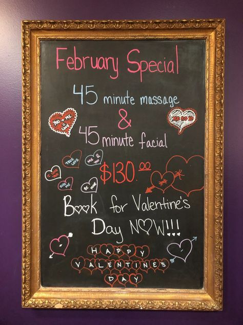 Running low on ideas for Valentine's day? Let us help with our February Special running through the 28th. Schedule your appointment now before we fill up and don't forget about gift certificates. #bookonline #valentinesday #giftcertificates #massage #facial #spa #denver Spa Chalkboard Signs, Facial Spa, Chalkboard Signs, Gift Certificates, Valentines Diy, Happy Holidays, Chalkboard, Denver, Don't Forget