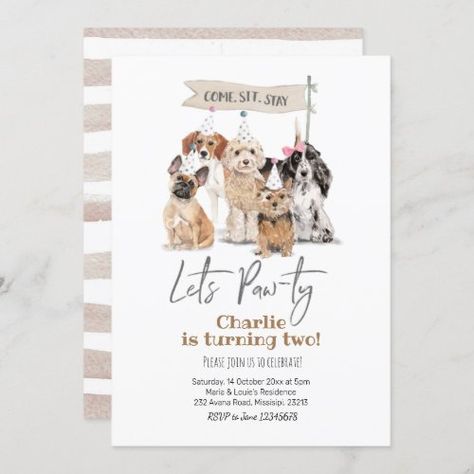 $2.95 | Dog Let's Pawty Birthday Invitation #let's pawty, dog birthday, gender neutral, puppy birthday, dog invitation, puppy invitation, summer birthday, lets pawty, come sit play, kid's birthday Dog Party Invitations, Lets Pawty, Puppy Invitations, Dog Birthday Invitations, Gender Neutral Invitations, Summer Birthday Invitations, Birthday Dog, Puppy Birthday, Dog Birthday Party