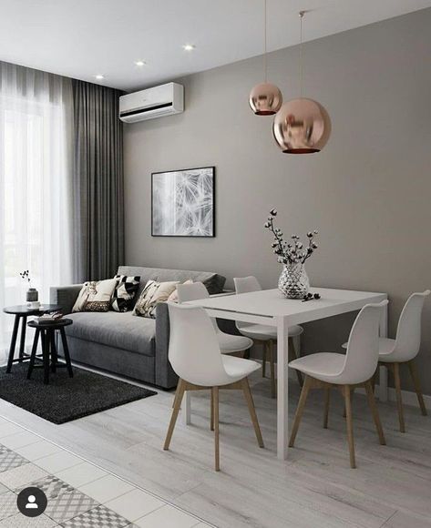 Ideas de hogar. #home #ideasdehogar #minimalista #casaspequeñas #modernhousedesign #foryou #departamentopequeño #sencilloperobonito Living Room Dining Room Combo, Minimalist Home Interior, Dining Room Combo, Small Living Room Decor, 아파트 인테리어, Small Apartment Living, Living Room Decor Apartment, A Living Room, Home Interiors