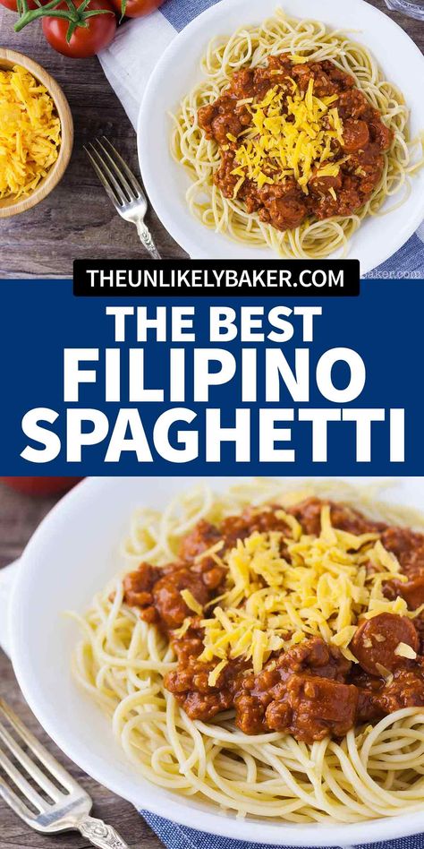 Spaghetti And Hotdogs, Jollibee Spaghetti Recipe, Jolly Spaghetti, Jollibee Spaghetti, Filipino Spaghetti Recipe Jollibee, Macaroni Spaghetti Filipino, Pinoy Spaghetti Recipe, Filipino Spaghetti Recipe, Spaghetti Sandwich