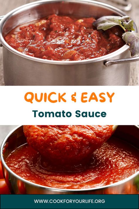 Tomato Pasta Dishes, Quick Tomato Sauce Recipe, Recipe For Tomato Sauce, Quick Tomato Sauce, Homemade Curry Sauce, How To Make Tomato Sauce, Italian Entrees, Easy Tomato Sauce, Tomato Pasta Sauce