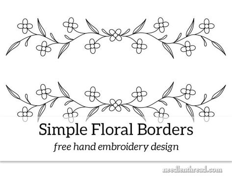 Free Hand Embroidery, Floral Borders, Hand Embroidery Patterns Free, Embroidery Border, Borders Free, Simple Embroidery Designs, Borders Design, Border Embroidery Designs, Embroidery Transfers