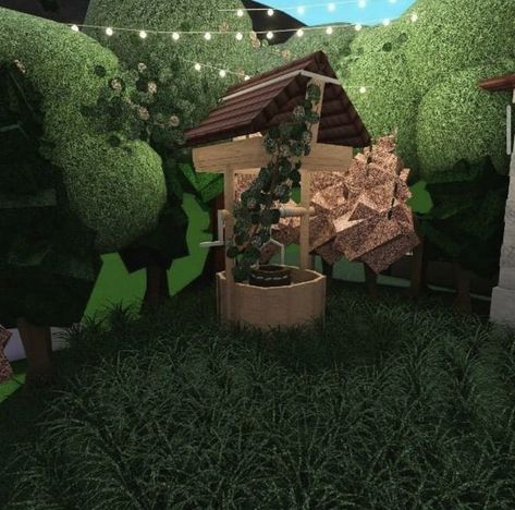 Bloxburg Forest House Ideas, Bloxburg Picnic Area, Bloxburg Small Garden Ideas, Bloxburg Forest Ideas, Bloxburg Mushroom House, Landscape Bloxburg, Roblox Garden, Bloxburg Fairycore, Bloxburg Bridge