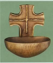 Crux Christi Holy Water Font | Catholic Gifts & Art | Creator Mundi Home Chapel, Holy Water Font, Font Creator, Wood Supply, Water Font, Holy Water, Catholic Gifts, Sacred Space, Wood Turning