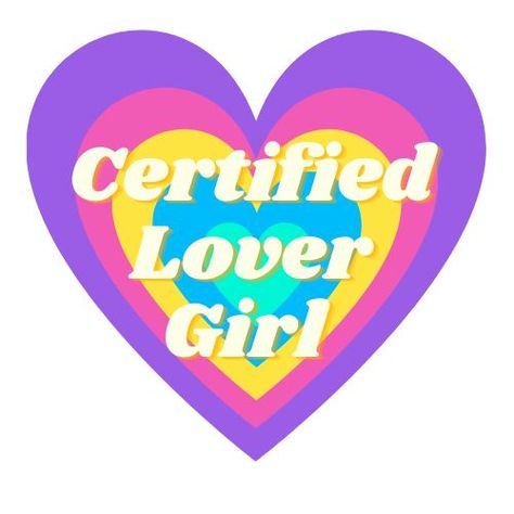 Colorful heart background featuring the text "certified lover girl." Certified Lover Girl, Drake And Taylor, Certified Lover Boy, Lover Girl, Cute Laptop Stickers, Girl Stickers, New Album, Laptop Stickers, Drake