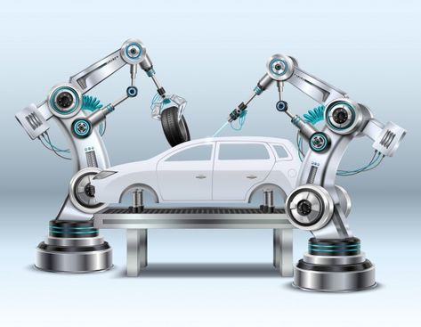 Robotic arms in car assembly line manufa... | Free Vector #Freepik #freevector #car #technology #line #construction Robotic Arms, Industrial Robots, Robotic Arm, Conveyor System, Automobile Engineering, Automotive Engineering, Assembly Line, General Electric, Automobile Industry