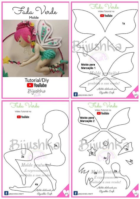 Felt Doll Pattern, Felt Doll Patterns, Doll Making Patterns, Fabric Doll Pattern, Felt Toys Patterns, Teddy Bear Sewing Pattern, Felt Animal Patterns, Felt Crafts Patterns, Felt Fairy