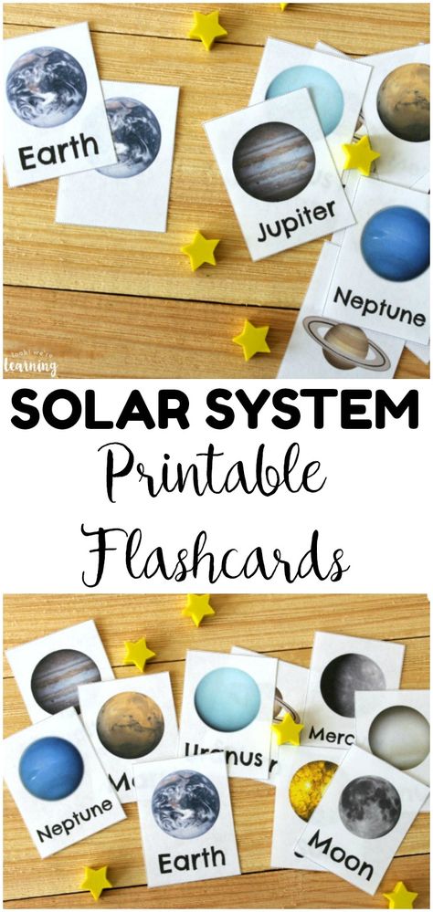 Help kids learn about the members of our solar system with these free printable solar system flashcards! These student solar system flashcards would be wonderful for a space unit study! #lookwelearn #scienceactivities #space #education #homeschooling Solar System Flashcards, Space Unit Study, Solar System Printables, Solar System Pictures, Printable Solar System, Solar System Projects For Kids, Solar System Unit, Solar System Activities, Space Theme Preschool