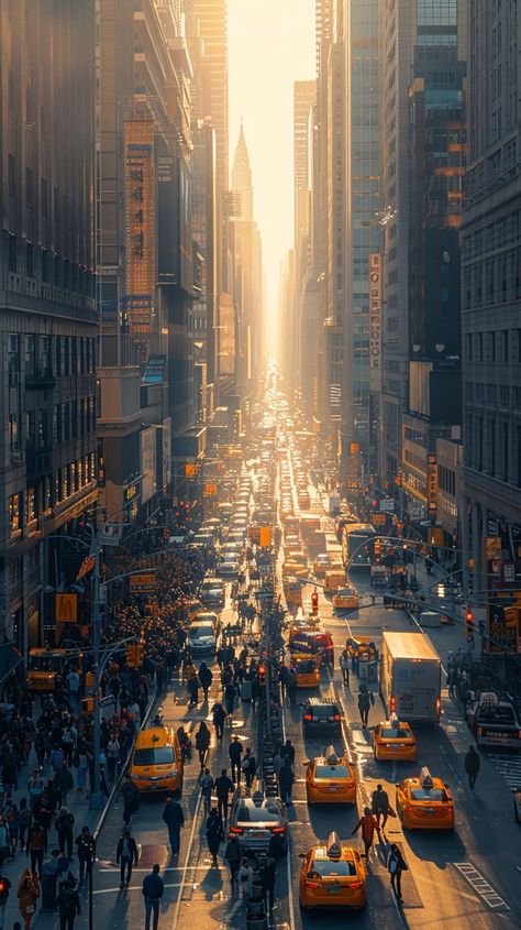 Urban Sunset Hues: A bustling city street bathed in golden sunset light, with busy traffic and pedestrians. #city #sunset #traffic #golden #pedestrians #aiart #aiphoto #stockcake ⬇️ Download and 📝 Prompt 👉 https://ayr.app/l/Bnnh Canyon City, Pedestrian Street, Sunset City, Busy City, Summer Sky, Long Shadow, City Scene, Urban Life, City Streets