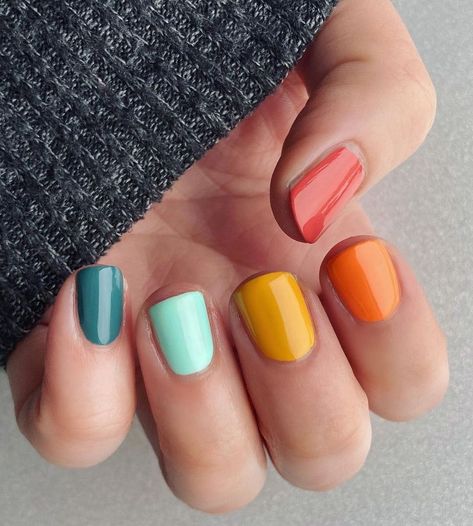 Skittle Mani, Multicolored Nails, Nail Polish Art, Let The Good Times Roll, Here Comes The Sun, Colorful Nail Designs, Good Times Roll, Fancy Nails, Happy Camper