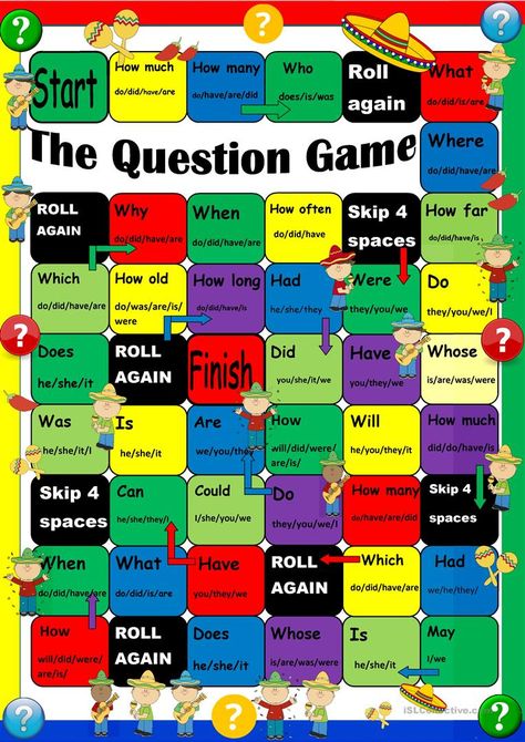 The Question Game, Esl Board Games, Ingles Kids, Speaking Games, Helping Verbs, Grammar Games, Teaching Game, English Games, Question Game