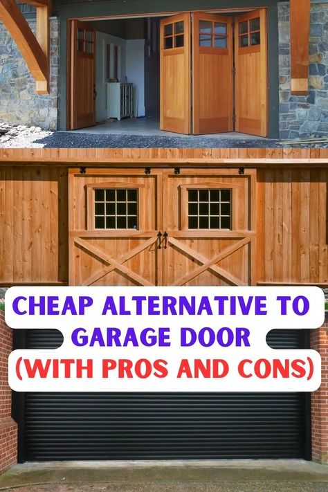 Cheap Alternative to Garage Door (With Pros and Cons) - Bluehomediy Small Garage Door, Folding Garage Doors, Temporary Door, Door Alternatives, Garage Door Replacement, Accordion Doors, Garage Door Types, Converted Garage, Cool Garages