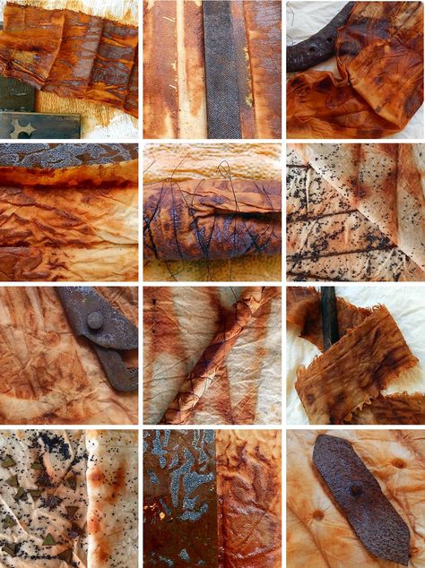 Texture Experiments, Rusty Objects, Felting Flowers, Rust Dyeing, Rust Dyed Fabric, Eco Dyeing Fabric, Tinta Natural, Felt Making, Rust Dye