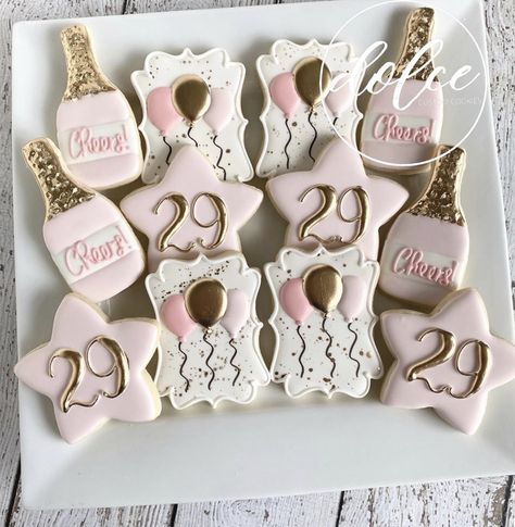 Birthday Biscuits, Gold Cookies, Happy Birthday Cookie, New Years Cookies, Crazy Cookies, Sugar Cookie Royal Icing, Bridal Shower Cookies, Gingerbread Decorations, 27th Birthday