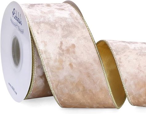 Ribbli Champagne Velvet Wired Ribbon 2.5 Inch Metallic Champagne Gold Crushed Velvet Christmas Ri... | Amazon (US) Gift Wrapping Christmas, Ribbon For Gift Wrapping, Ribbon For Gift, Christmas Wired Ribbon, Diy Projects Gifts, Tree Topper Bow, Velvet Christmas, Pink Christmas Decorations, Ribbon On Christmas Tree