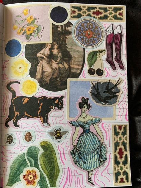 John Derian Sticker Book, Antiquarian Sticker Book Ideas, Antiquarian Sticker Book, Junk Ideas, Sticker Collage, Pretty Journals, Commonplace Book, John Derian, Scrapbook Art