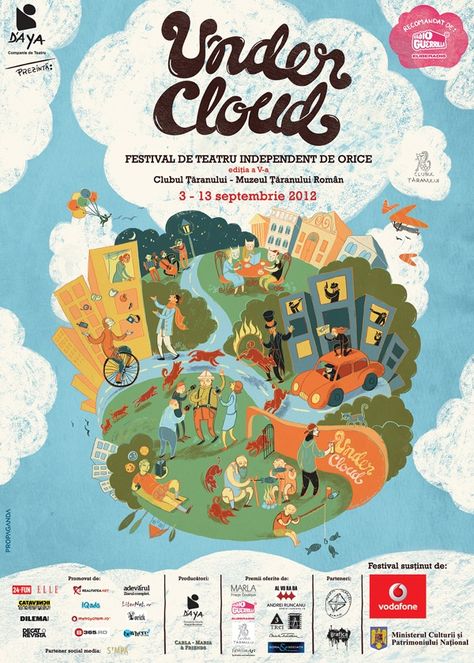 UNDERCLOUD by Maria Surducan, via Behance Events Poster, Theatre Festival, Desain Buklet, Graphic Design Brochure, Bird Stand, Music Festival Poster, Graphic Poster Art, Art Poster Design, Poster Layout