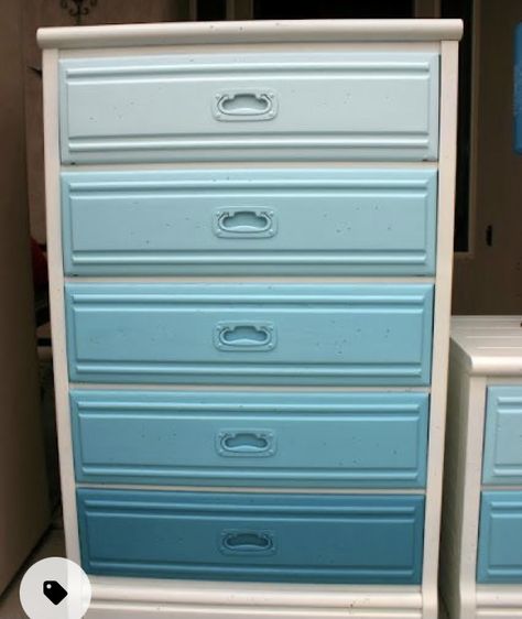 Ombré Dresser, Furniture Rehab, Bedroom Dresser, Painted Dresser, College Girl, Boys Bedroom Decor, Funky Painted Furniture, Refurbished Furniture, Furniture Makeover Diy