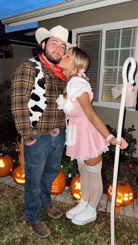 Cute College Halloween Costumes Couples, Matching Cowboy And Cowgirl Outfits, Ginger Boyfriend Halloween Costume, Interacial Couple Halloween Costumes, Gardener And Flower Costume Couple, Bo Peep And Woody Costume Couple, Couples Costumes Blonde, Hollaween Customs For Couples, Western Couples Costume