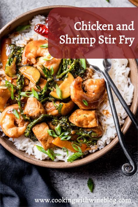 Chicken Shrimp Stir Fry Recipes, Chicken And Shrimp Stir Fry Recipes, Shrimp And Chicken Stir Fry, Chicken Shrimp Stir Fry, Chicken And Shrimp Stir Fry, Fry Shrimp, Chicken Stir Fry With Noodles, Stir Fry Shrimp Recipes, Crab Appetizer