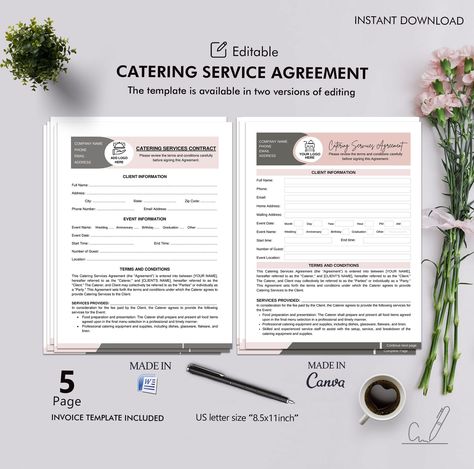 Catering Contract Agreement, Catering Industry, Successful Business Tips, Corporate Catering, Contract Agreement, Party Catering, Contract Template, Successful Business, Catering Services