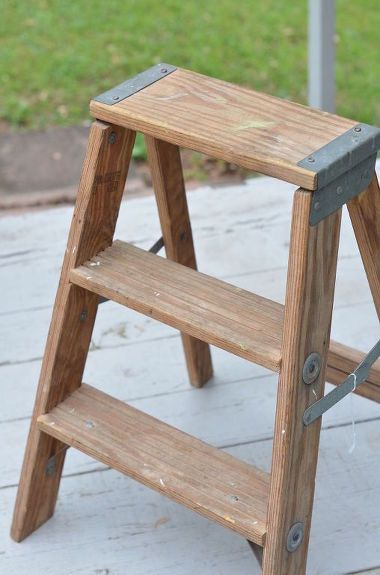 Wooden Step Ladder, Diy Cabinet Doors, Restoration Hardware Inspired, Wooden Step Stool, Vintage Ladder, Diy Concrete Countertops, Wood Steps, Wood Ladder, Wooden Steps