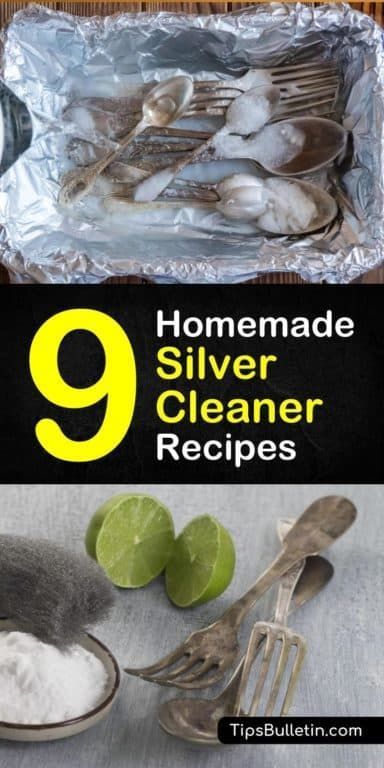 Silver Cleaner Diy, Natural Silver Cleaner, Pallet Trees, Tidy Tips, Cleaning Tarnished Silver, Recipe Using Lemons, Homemaking Ideas, Cleaning Silver, Jewelry Cleaner Diy