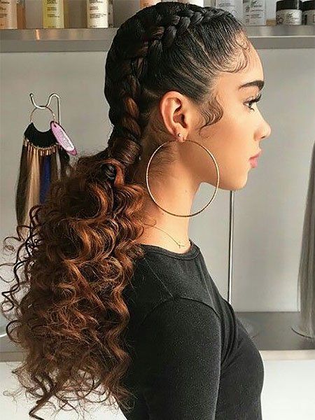 Two Braid Hairstyles, Side Braid Hairstyles, Feed In Braids Hairstyles, Goddess Braids Hairstyles, Braids With Curls, Hair Ponytail Styles, Goddess Braids, Braids For Long Hair, Braids For Short Hair