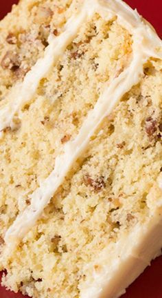 Butter Pecan Cake With Cream Cheese Frosting, Butter Pecans, Butter Pecan Cake, Cake Cooking, Dessert Cakes, Cake With Cream Cheese Frosting, Pecan Cake, Dad's Birthday, Pecan Recipes