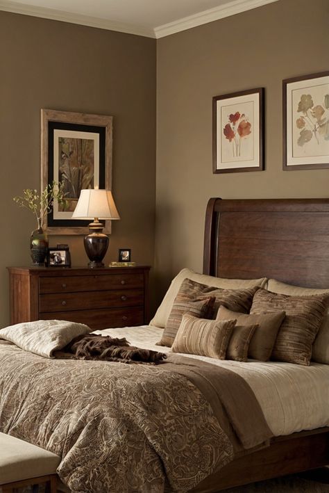 Get ready to transform your space with Sherwin Williams Tony Taupe, the perfect warm wood hue for adding cozy elegance. Discover the secrets to creating a stylish and inviting atmosphere with this versatile color. #ad     #Colortrend #wallpaint2024  #color2024  #DIYpainting  ##DIYhomedecor  #Fixhome Sherwin Williams Tony Taupe, Bedroom Back Wall Design, Tony Taupe, Brown Bedroom Walls, Taupe Rooms, Taupe Bedroom, Tan Walls, Taupe Walls, Brown Rooms