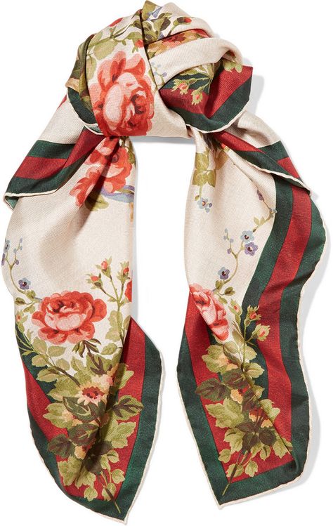 Gucci for NET-A-PORTER Adonis floral-print silk-twill scarf Gucci Shawl, Gucci Scarves, Vetements Shoes, Colorful Scarves, Pink Shawl, Striped Shawl, Gucci Floral, Floral Shawl, Gucci Scarf