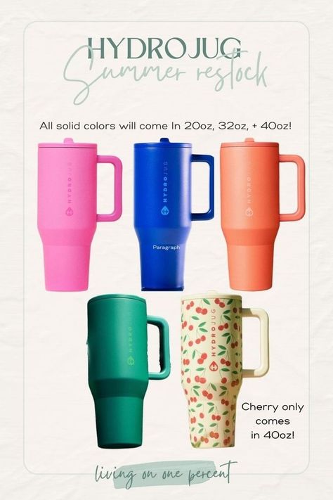 Needing to remember to drink water this summer? Do you only hydrate when your cup or tumbler is cute? Then Hydrojug's summer colors were made for you! They come in 20oz, 32oz, and 40oz so there's a size for everyone. Grab yours here! Hydro Jug Tumbler, Premium Water Bottle, Penny Pincher, Gym Accessories, Summer Colors, Drinking Water, Design Projects, Shop My, Tumbler