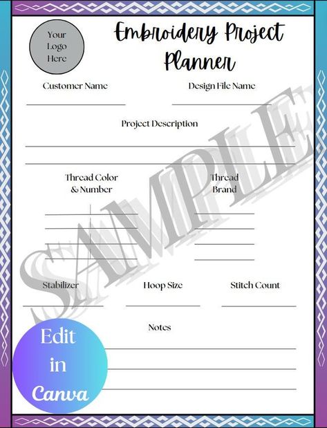 Embroidery Project Planner, Organization, Planner template, planner templates printable, canva template, sewing projects by 2HStitchCraft on Etsy Project Planner Template, Organization Planner, Craft Planner, Planner Templates, Project Planner, Name Design, Planner Organization, Embroidery Projects, Canva Template