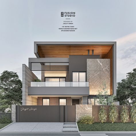 355 Yards - Jammu - Verma's House on Behance Home Front Elevation Design, Home Front Elevation, Front Elevation Design, Front Wall Design, House Outer Design, Small House Elevation, Small House Front Design, Contemporary House Exterior, Bungalow Exterior