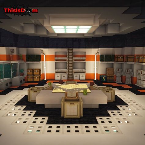 A space base built in Minecraft. Minecraft Science Lab Build, Minecraft Space, Interior Design Minecraft, Interior Minecraft, Minecraft Interior, Minecraft Interior Design, Bangunan Minecraft, Minecraft House Plans, Minecraft House Tutorials