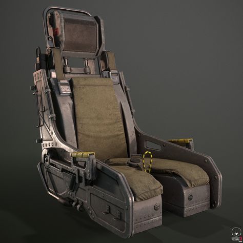 Finished the seat for a sci-fi vehicle I am creating at the moment.  Baked and rendered with the amazing Marmoset Toolbag 3. The seat is rigged by Perry Leijten. Ejection Seat, Pilot Seats, Spaceship Interior, Sci Fi Spaceships, Starship Design, Flight Simulator, Metal Furniture, Rat Rod, Low Poly