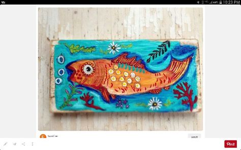 Fish Folk Art, Silly Bird, Piece Of Heart, Whimsical Fish, Folk Painting, Modern Folk, Bamboo Art, Painting Beach, Fish Crafts