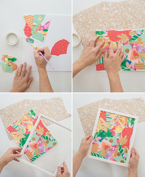 Leftover Wrapping Paper, Upcycle Paper, Paper Projects Diy, Creative Arts Therapy, Simple Collage, Oh Joy, Collage Diy, Paper Bow, Paper Collage Art