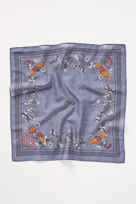 Floral Embroidered Scarf | Anthropologie Embroidered Scarf, Accessories Shop, Silk Scarf, Anthropologie, Silk, My Style, Floral