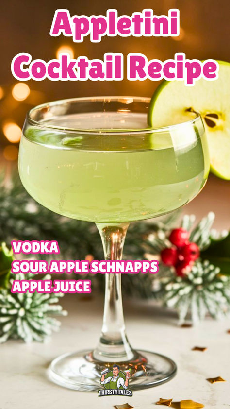 Discover the perfect Appletini Cocktail Recipe for your next gathering!  This refreshing Appletini Recipe combines crisp apple flavors with a touch  of sweetness, making it an ideal choice for fun cocktails at any season.  Perfect for fall, this Apple Martini is a must-try among apple recipes for  fall, adding a festive twist to your celebrations. Whether you're hosting a  summer bash or a cozy autumn get-together, this delightful drink will  impress your guests. Cheers to delicious moments! Apple Martinis, Appletini Recipe, Apple Recipes For Fall, Apple Martini Recipe, Vodka Sour, Easy Mocktails, Apple Schnapps, Fall Apple Recipes, Apple Cocktail