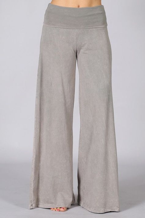 Another Fabulous Creation From Chatoyant! Soft and stretchy mineral wash wide leg pants with a wide fold-over waistband for comfort and support. Casual design in a relaxed fit, appealing on all body types for all day comfort (loungewear, everyday wear, travel, yoga, etc). Each item is hand-dyed for its unique character and american vintage laundered look,should expect variations in color and finishing. Stay Sexy! Fabric USA made Cotton/Spandex 95/5 Jersey Proudly made in the USA Cute Lounge Pants, Wide Leg Yoga Pants Outfit, Large Pants, Wide Leg Yoga Pants, Relaxed Pants, Everyday Pants, Wide Leg Palazzo Pants, Soft Pants, Flowy Pants