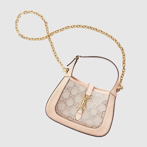 Gucci Mini Jackie, Gucci Jackie 1961 Mini, Gucci Jackie 1961, Gucci Mini, Crystal Bags, Group Gifts, Cheap Bags, Powder Pink, Chain Strap