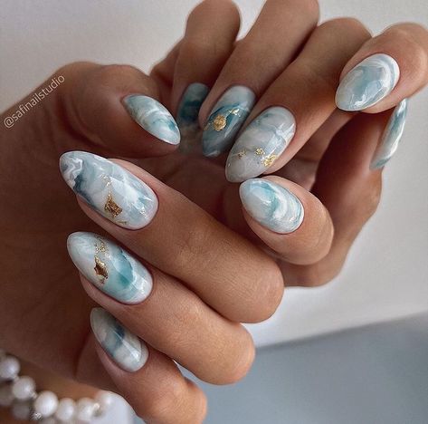 Ocean Nail Art, Boho Nails, Marble Nail Designs, Milky Nails, Art Deco Nails, Wow Nails, Galaxy Nails, Nail Art Glitter, Nail Art Inspo