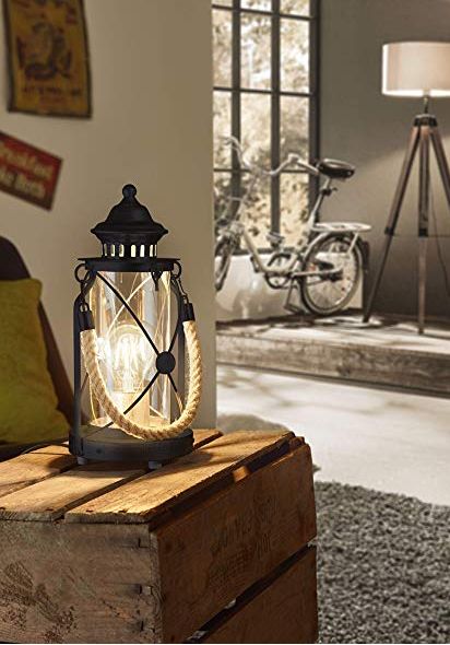 Rope Lantern, Traditional Lanterns, Wall Lanterns, Lantern Design, Black Rope, Style Table, Steel Table, Black Table Lamps, Table Light