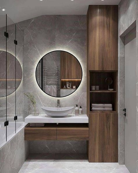 Architecture & Design on Instagram: “Explore the beautiful details of this bathroom by @milia_interior [IG]! 🚿🛁😍” Design Interior Baie, Design Interior Modern, Bathroom Inspiration Modern, Bathroom Decor Luxury, Washroom Design, Small Bathroom Makeover, Decor Baie, Bathroom Design Inspiration, Bathroom Design Decor