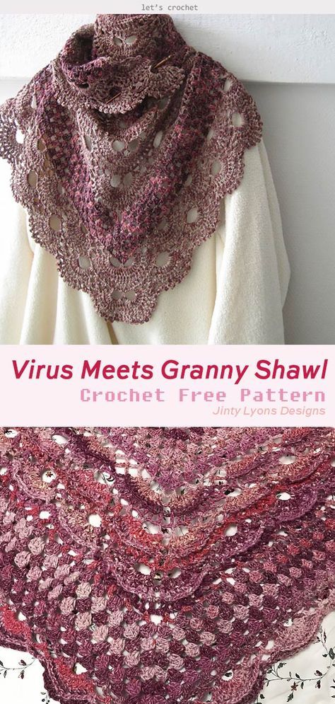 Shawl Crochet Free Pattern, Granny Shawl, Crochet Triangle Shawl Pattern, One Skein Crochet, Crochet Shawl Free, Crochet Shawl Pattern, Crochet Lace Shawl, Granny Stitch, Crochet Shawl Pattern Free